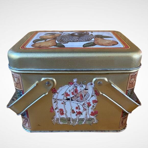 Jan Brett Studio 1986 Twelve Days of Christmas Metal Covered Basket Container - Picture 3 of 12